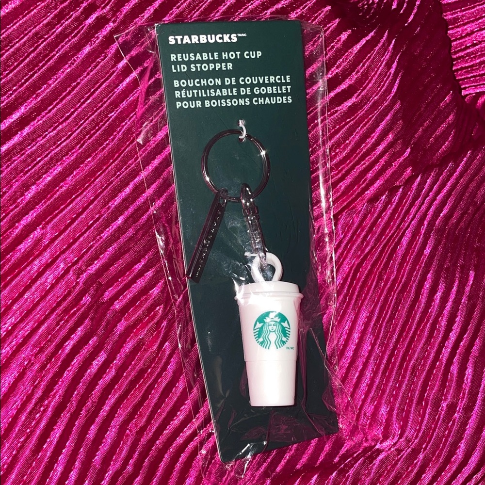 Starbucks White Lid Stopper Keychain